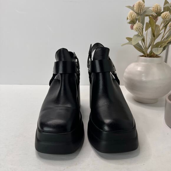 Free People Hybrid Leather Harness Booties Slingback Platform Black Women's 6.5 - Picture 2 of 11